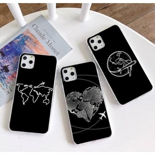 Airplane map line design Phone Case For iphone 12 11 Pro Max Mini XS Max 8 7 6 6S Plus X 5S SE 2020 XR Silicone Soft cover
