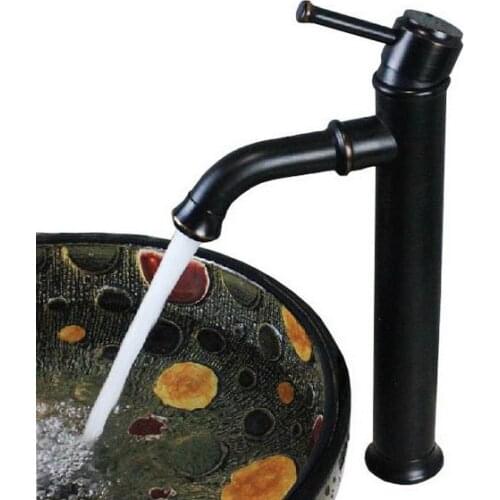 Black Oil Rubbed Bronze Single Handle One Hole Bathroom Vessel Sink Basin Faucet Mixer Taps anf285