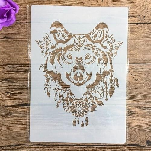 Decorative Wall Painting Stencils 29cm A4 Vintage Diamond Totem DIY Scrapbook Coloring Embossing Album mandala Wolf