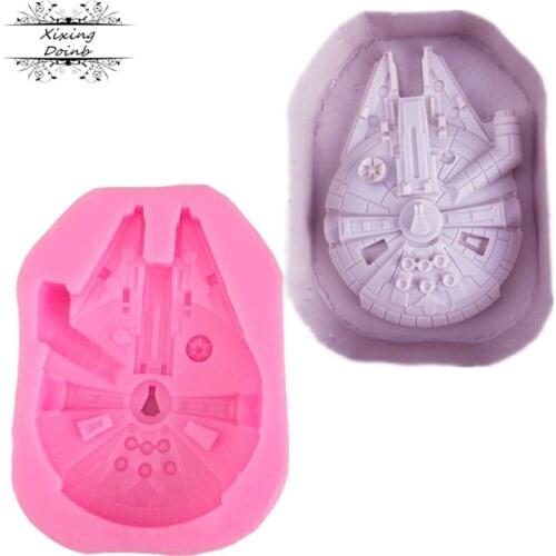 DIY space flying saucer shape aircraft cake decoration tool childrens toys chocolate soft candy silica gel mold Kitchen Baking