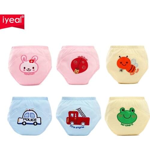 IYEAL 6PCS/lot Waterproof Reusable Baby Diapers Children Cloth Diaper Washable Newborn Cotton Nappies Breathable Training Pants