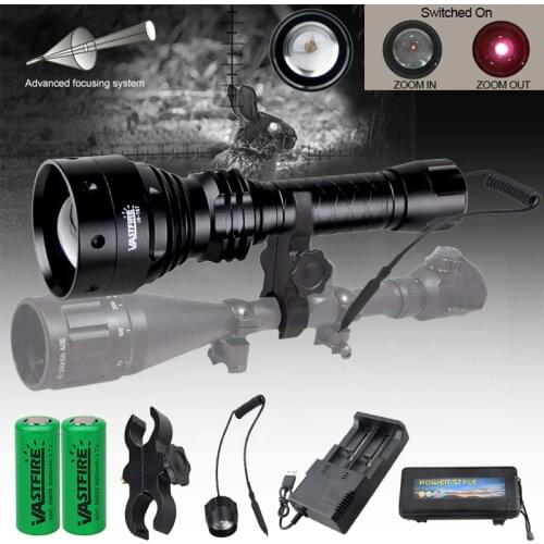 Laser IR Infrared 850nm Night Vision Flashlight 800 Yards Zoomable Hunting Rifle Scope Gun Light+Switch+2*26650+Mount+Charger