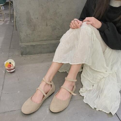 Loafers Women Flock Basic Flat Shoes Spring New Wild Fashion Buckle Strap Comfortable Solid Color Round Toe Casual Women W28-39