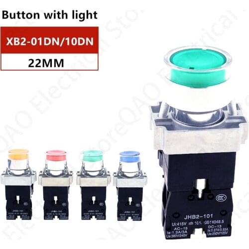 1Pcs XB2-BW3161 XB2-BW3361 XB2-BW3462 XB2-BW3561 XB2-BW3661 Metal Button With Light Self Reset/Self Lock Aperture 22mm 24V 380V