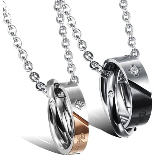 BONISKISS Fashion New Couple Pendant Necklace Stainless Steel Eternal Honey Love Jewelry Lovers Gift Accessories 2020