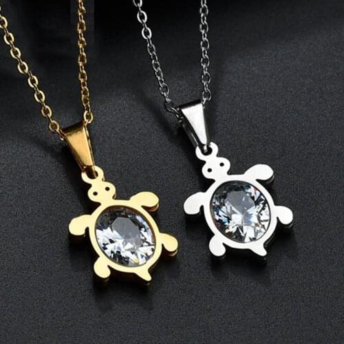 Fashion Cute Women Outdoor Party Crystal Diamond Link Chain Tortoise Pendant Necklace