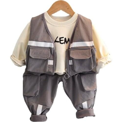 New Spring Autumn Baby Girl Clothes Suit Fashion Children Boys Vest T-Shirt Pants 3Pcs/Set Toddler Sport Costume Kids Tracksuits