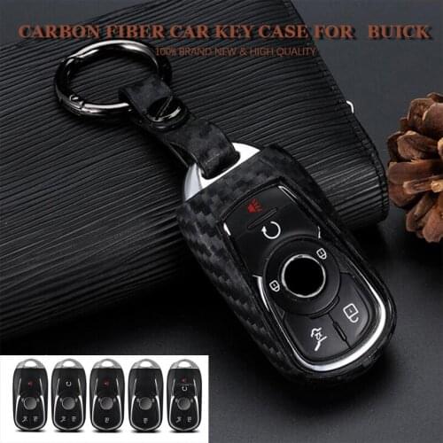 New Brand Carbon Fiber Look Soft Car Key Fob Case Shell Cover Holder With Keychain For Buick