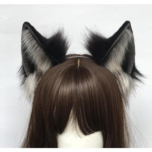 New Wolf Ears Hair Hoop Black White Gray Color Headwear Hand Made Work For Cosplay Party Costume Accessories