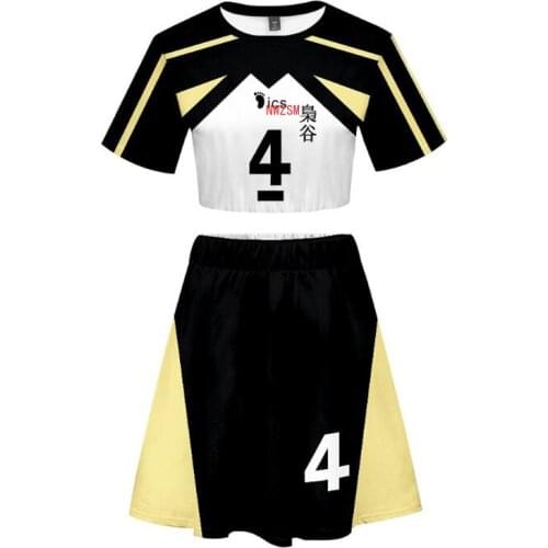 Japan Anime Haikyuu Cosplay Costume Fukurodani Academy Akaashi Keiji Bokuto Koutarou Sexy Women Two Piece Skirt and Top Set