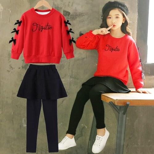Girls Clothes Long Sleeve Shirt + Skirt Pants 2PCS Girl Kids Clothing Set Autumn Spring Childrens School Clothes 6 8 10 12 Year