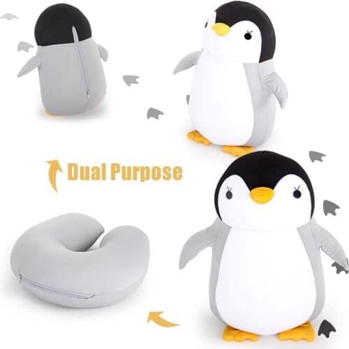 Cute Cartoon Penguins Shaped Neck Waist Support Pillows Breathable Car Seat Head Rest Cushion Outdoor Travel Accessories