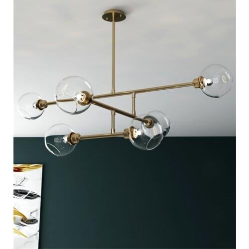 Luxury Glass Lampshade Chandeliers Modern Living Room Simple Bedroom Dining Room Lamps Villa Study Multi Head Art Deco Lighting