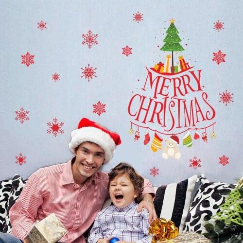 Merry Christmas Tree Wall Stickers Window Glass Stickers Vinyl Christmas Decorations for Home Decals 2020 Xmas Ornaments Gifts