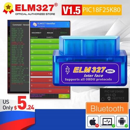 Super Mini ELM327 V1.5 PIC18F25K80 Chip OBD2 elm 327 Bluetooth V2.1 code reader Auto Scanner Adapter Diagnostic Tool for Android