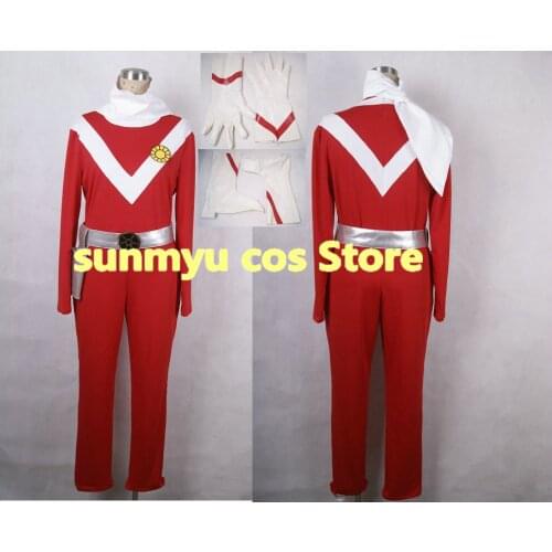 Free Shipping!Taiyo Sentai Sun Vulcan Red With gloves and bootcovers Cosplay Costume,Size customizable,Halloween