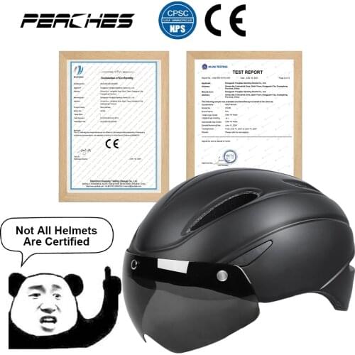 Outdoor Road Mountain Bike Helmet Cycling Helmet With Visor & TT Lens Sports Mtb Bicycle Helmet For Men Women Safety Caps