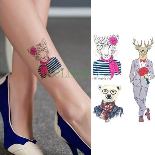 Waterproof Temporary Tattoo Sticker Wolf Dog Sheep head Fake Tatto Flash Tatoo Tatouage Large size hand foot for Women Men girl