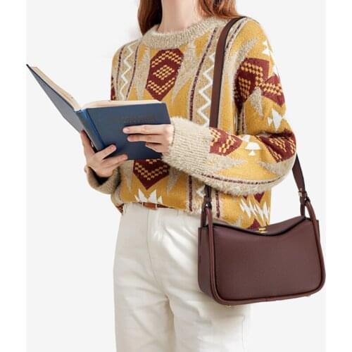 WOONAM New Fashion Handbag Top Hide Genuine Calf Leather Box Hobo Shoulder Crossbody Bag WB1213