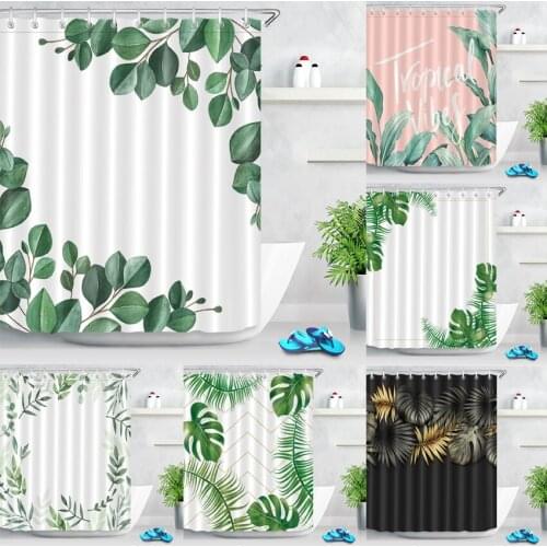 Leaves Printing Shower Curtains for Home Decoration Tropical Plants Green Leaf Bathroom Curtain Waterproof Fabric Bath Screens