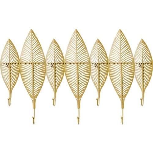 Iron Art Key Hook Hanger Creative Wall Hanging Coat Rack Door Porch Light Luxury Leaf Decoration