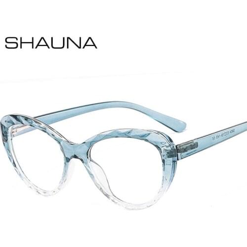 SHAUNA Anti Blue Light Candy Colors Diamond Section Women Cat Eye Optical Frames Spring Hinge