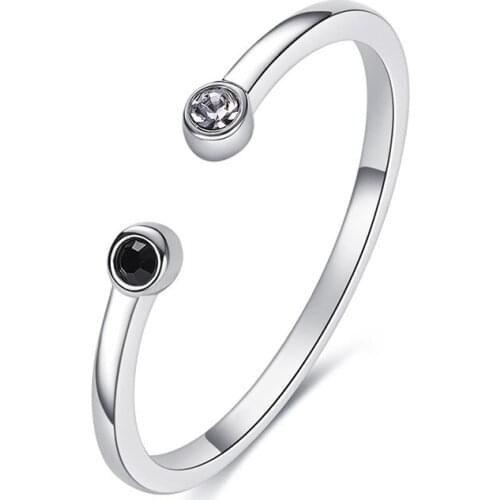 BAFFIN Simple Fashion Open Ring Resizable Crystals From Swarovski For Women Wedding Party Silver Color Finger Accessories 2019