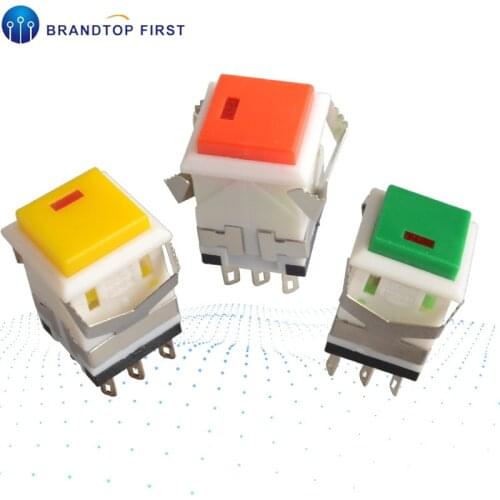 1pcs self locking push button switch with light KD2-21 3A 250V 8pin