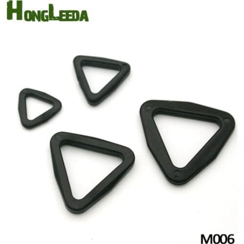 100pcs M006S 4 small sizes black POM adjustable buckles plastic KAM slider Tri-angle buckle rings backpack webbing straps