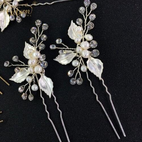 Gibsonbridal Freshwater Pearl with Rhinestone Hair Pin Bride Wedding Bobby Pins Party Hair Accessories 3pcs Lot
