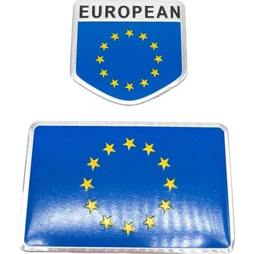 3D Aluminum Alloy European Union EU Flag Emblem Badge Metal Stickers Car Grille Bumper Window Body Decoration Universal Decal