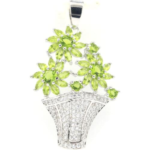 35x25mm Romantic Big Round Gemstone 18mm Created London Blue Topaz CZ Womans Daily Wear Silver Pendant