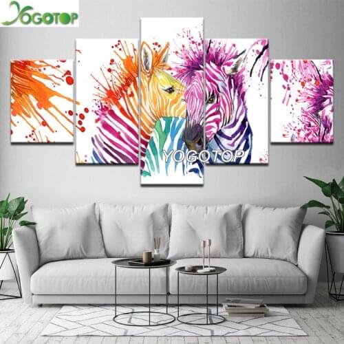 Diy Diamond Painting puzzle 5D Full Drill Mosaic Diamant Embroidery Home Decor multicolor zebras animal 5 Pieces ML1188