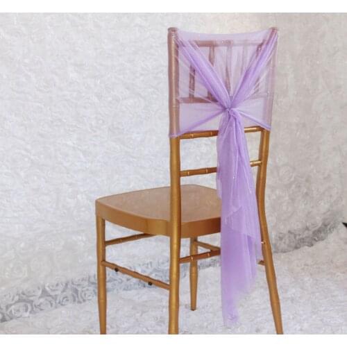 50pcs Light Purple Chair Back Ribbon Chair Back Decoration Sweet Chair Cover Chiffon Sashes Bow Wedding Party Tie