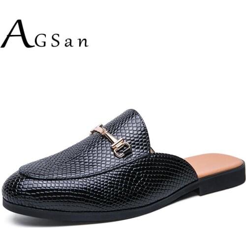 AGSan Men Mules Designer Loafers Smoking Shoes Leather Lazy Shoes Slip On Flats Driving Shoes Summer Fashion Party Shoes for Men