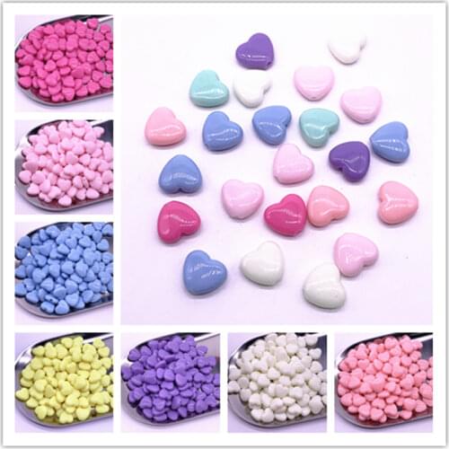 New 30pcs 12mm 14mm Candies Colourful Heart Shape Acrylic Loose Spacer Beads for Jewelry Making DIY Accessories