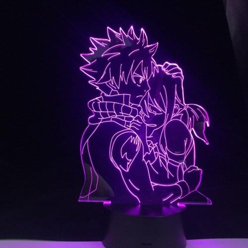 Anime Fairy Tail Natsu and Lucy Hug Night Light Led Touch Sensor Nightlight for Child Room Decor Table 3d Lamp