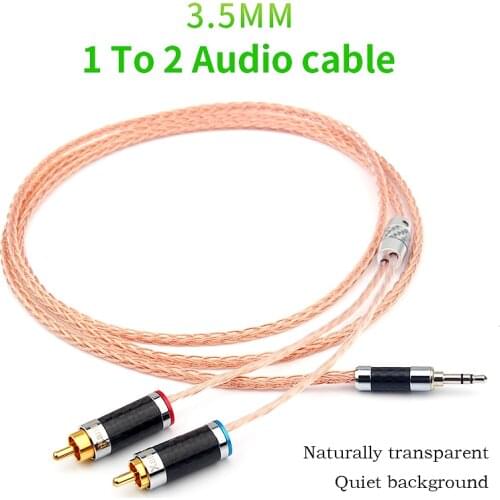 Audiophile Single Crystal Copper Silver Plated Audio 3.5mm To 2 RCA Headphone Cable