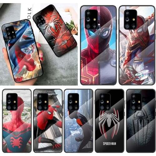 Tempered Glass Cover Marvel Spider Man Sport For Samsung Galaxy A91 A81 A72 A71 A52 A51 A41 A31 A21S A11 A01 Phone Case