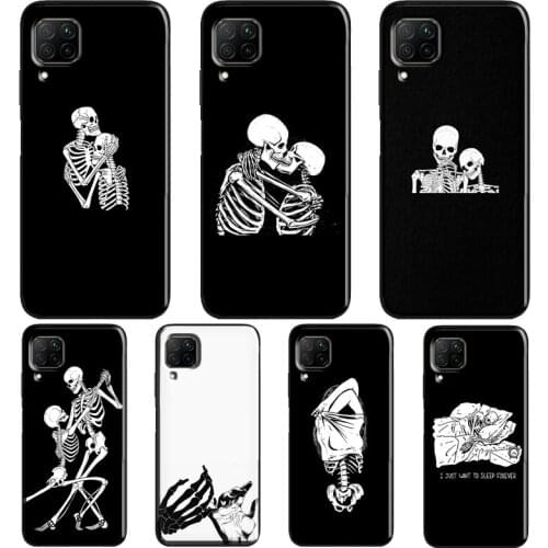 Skeleton Lovers Skull Case For Huawei P30 Pro P20 P40 Lite Mate 20 10 P Smart 2019 2021 Nova 5T Honor 8X 9X 10i