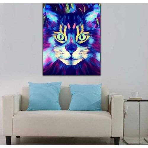 DIY colorings pictures by numbers with Creative cat picture drawing Relief painting by numbers framed Home