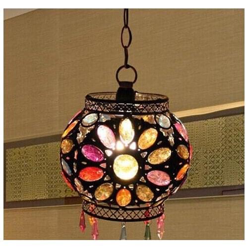 E14 retro European style Nepal colorful lamp shades crystal southeast Asia restaurant pendant lamp
