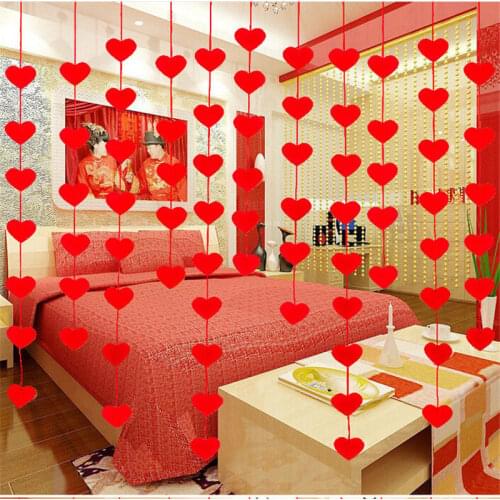 16 Hearts Romantic Layout DIY Non-woven Garland Creative Love Heart Curtain Wedding Decoration Marriage Room Supplies