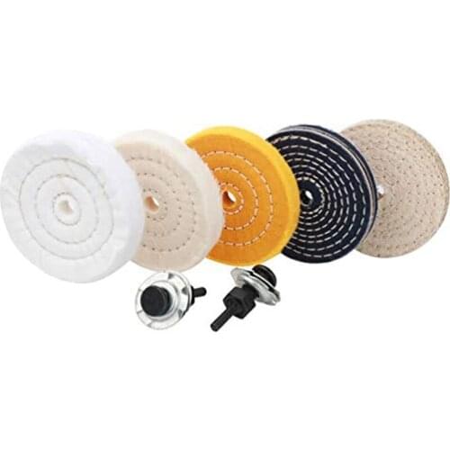 GTBL 5 Pack 4 Inch Buffing Polishing Wheels Soft with 2 Sets 1/4 Inch Shank for Drill Bench Grinder Buffer Tool Medium Soft