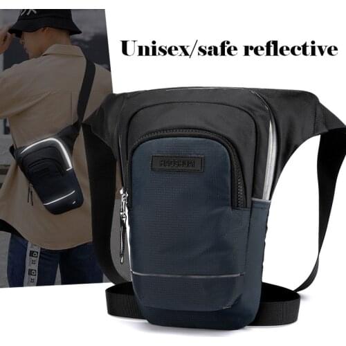 Men Canvas Travel Motorcycle Leg Bag Outdoor Sport Leg Thigh Pack Men Riding Waist Fanny Bag Night Reflective Chest Sling Packs