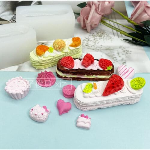 Simulation strawberry cake silicone mold chocolate mousse Ice Cream baking tool Candle Mold cake decoration accessories