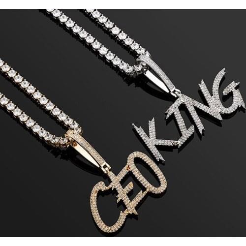Customized Personality Letters Name Logo Pendants Necklaces for Men Hip Hop CZ Stone Bling Iced Out Rapper Jewelry Drop Shipping