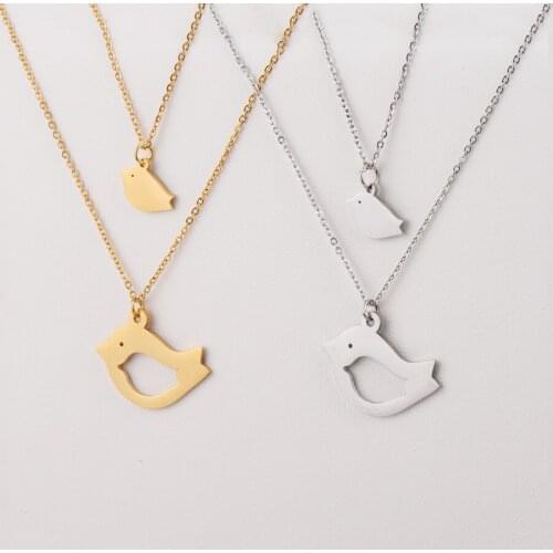 Jaymaxi Bird Necklace Stainless Steel Mirror Polished Mother and Baby Bird Couple Necklace Suit Gift for Women 6sets/LOT