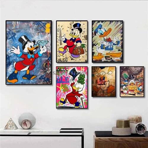 Disney Canvas Painting Classic Anime Mickey Minnie Mouse Donald Duck Poster Print Wall Art Picture for Kid LivingRoom Home Decor