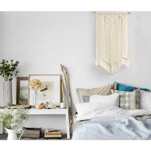 Hand Woven Macrame Wall Hanging Decorative Boho decor Wood Woven Cotton Rope Tapestry Home Decor Wall Hanging